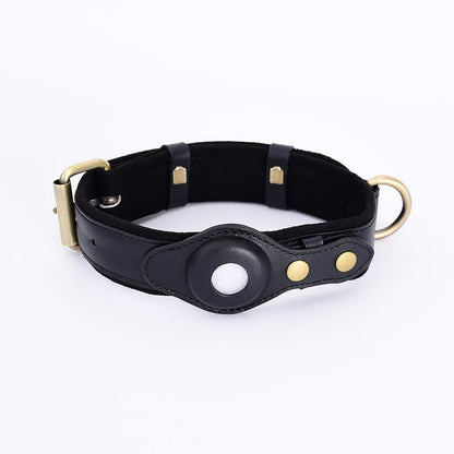 Adjustable Suede Dog Collar with AirTag Holder