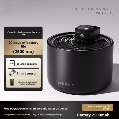 Ceramic Pet Water Dispenser Wireless Rechargeable UVC Sterilization Dog Cat Drinking Fountain